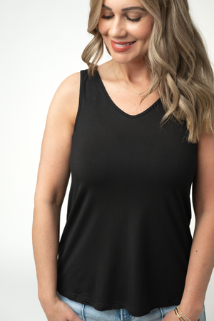 Vera V Neck Tank - Black by Michelle Mae