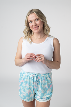 Nova Summer Shorts - Aqua Palm by Michelle Mae