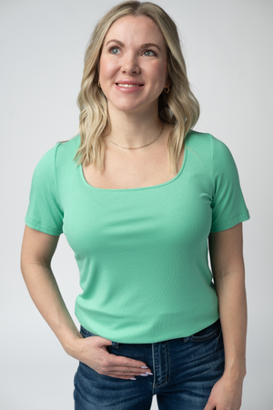 Short Sleeve Alyssa Top - Aquamarine by Michelle Mae