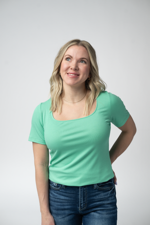 Short Sleeve Alyssa Top - Aquamarine by Michelle Mae