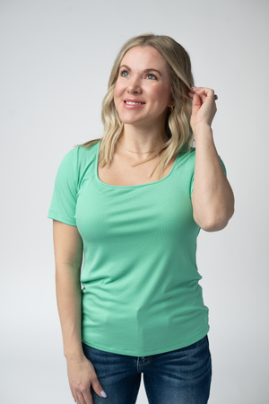 Short Sleeve Alyssa Top - Aquamarine by Michelle Mae