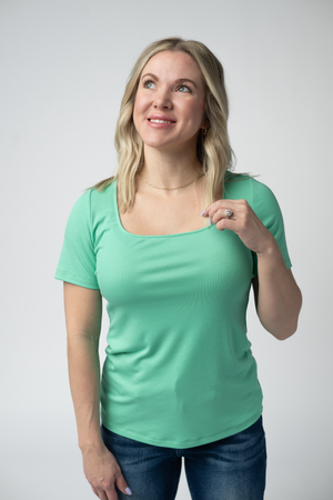 Short Sleeve Alyssa Top - Aquamarine by Michelle Mae
