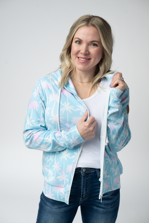 Fullzip Hoodie - Aqua Palm by Michelle Mae
