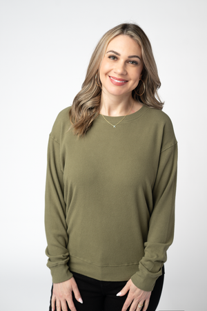 PREBOOK Corrine Ribbed Pullover Top - Olive