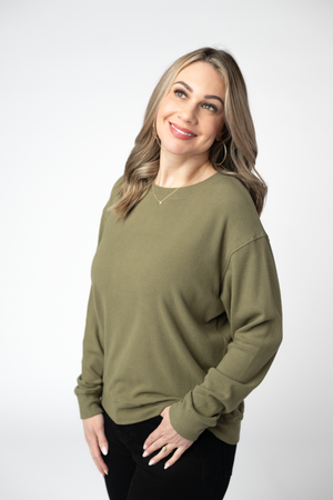 PREBOOK Corrine Ribbed Pullover Top - Olive