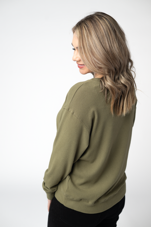 PREBOOK Corrine Ribbed Pullover Top - Olive