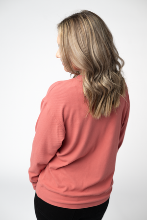 PREBOOK Corrine Ribbed Pullover Top - Terra Cotta
