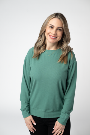 PREBOOK Corrine Ribbed Pullover Top - Fern