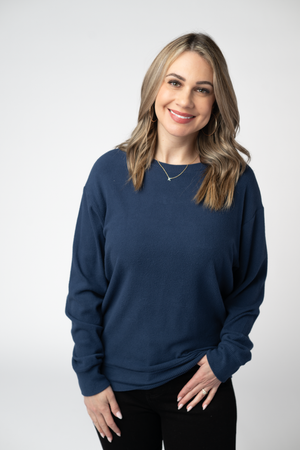 PREBOOK Corrine Ribbed Pullover Top - Navy