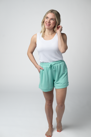 Weslie Waffle Shorts - Turquoise by Michelle Mae