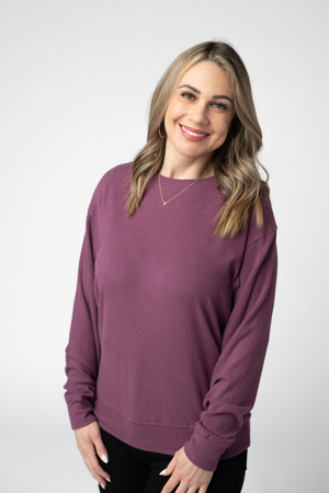 PREBOOK Corrine Ribbed Pullover Top - Plum