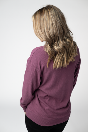 PREBOOK Corrine Ribbed Pullover Top - Plum