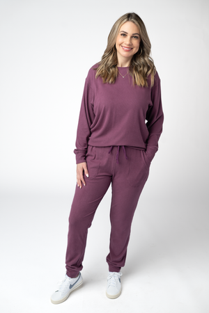 PREBOOK Corrine Ribbed Pullover Top - Plum