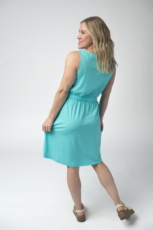 Beverly Button Dress - Aqua by Michelle Mae
