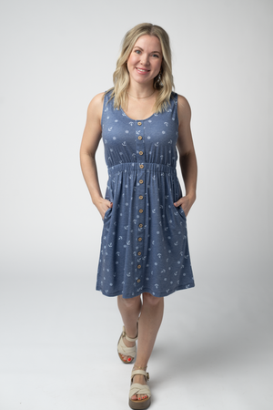 Beverly Button Dress - Nautical Navy by Michelle Mae
