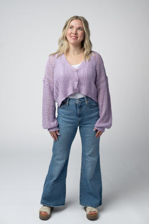 Callie Cropped Cardigan - Lavender by Michelle Mae