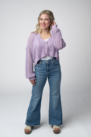 Callie Cropped Cardigan - Lavender by Michelle Mae