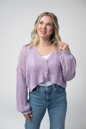 Callie Cropped Cardigan - Lavender by Michelle Mae