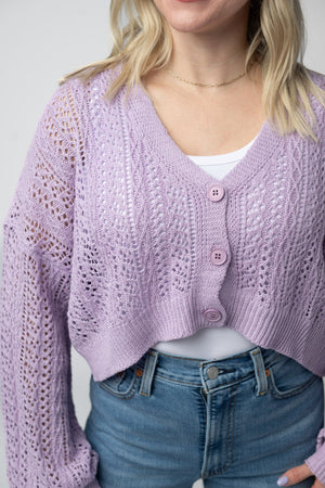 Callie Cropped Cardigan - Lavender by Michelle Mae