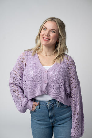 Callie Cropped Cardigan - Lavender by Michelle Mae