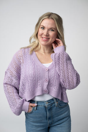 Callie Cropped Cardigan - Lavender by Michelle Mae