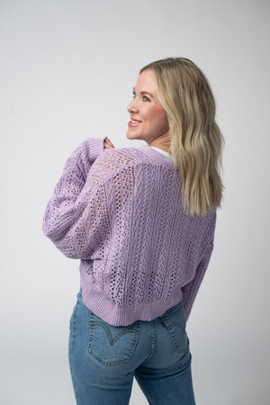 Callie Cropped Cardigan - Lavender by Michelle Mae