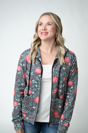 PREBOOK Fullzip Hoodie - Poinsettia Nights