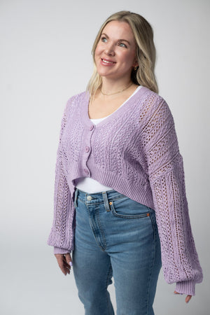 Callie Cropped Cardigan - Lavender by Michelle Mae