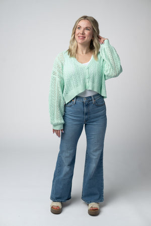 Callie Cropped Cardigan - Mint by Michelle Mae