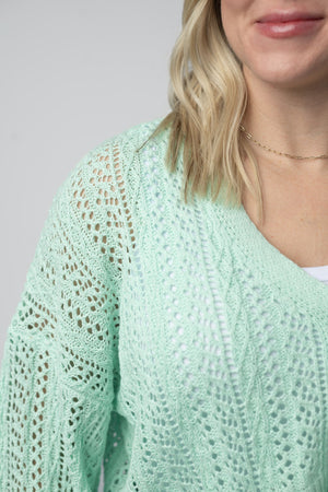 Callie Cropped Cardigan - Mint by Michelle Mae