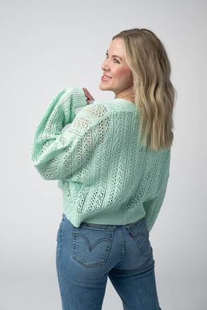 Callie Cropped Cardigan - Mint by Michelle Mae