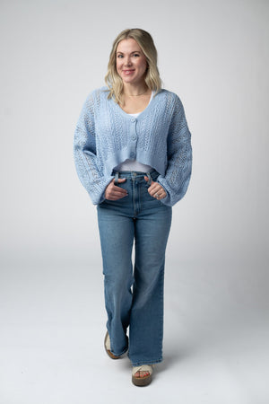 Callie Cropped Cardigan - Sky Blue by Michelle Mae