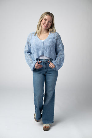 Callie Cropped Cardigan - Sky Blue by Michelle Mae