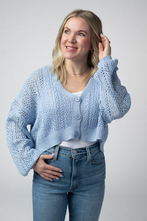 Callie Cropped Cardigan - Sky Blue by Michelle Mae