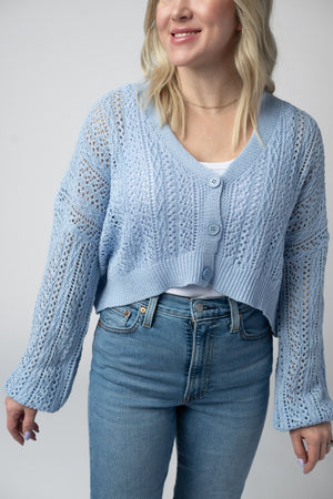 Callie Cropped Cardigan - Sky Blue by Michelle Mae