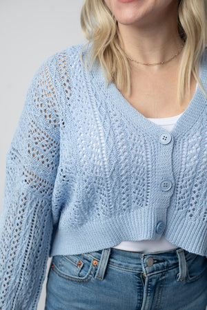 Callie Cropped Cardigan - Sky Blue by Michelle Mae