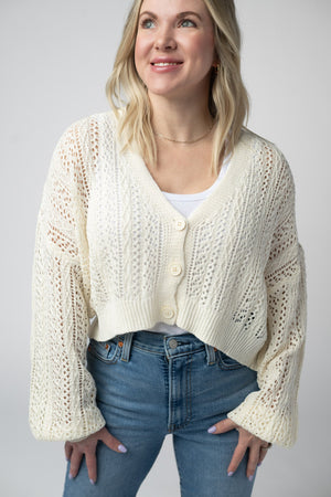 Callie Cropped Cardigan - Ivory by Michelle Mae