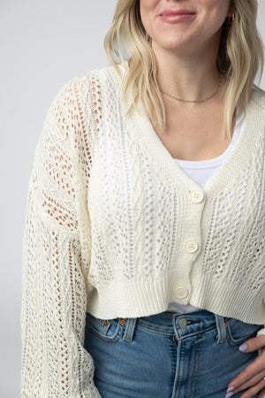 Callie Cropped Cardigan - Ivory by Michelle Mae