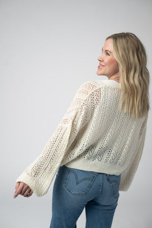 Callie Cropped Cardigan - Ivory by Michelle Mae