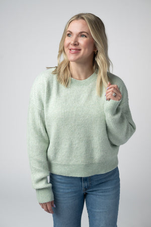 Josie Cozy Crew Sweater - Light Green by Michelle Mae