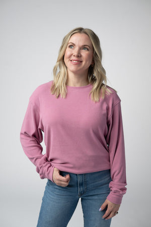 Corrine Ribbed Pullover Top - Rose by Michelle Mae