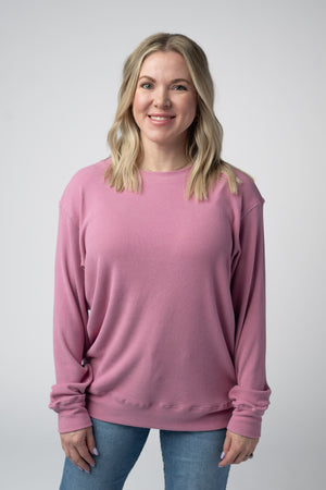 Corrine Ribbed Pullover Top - Rose by Michelle Mae