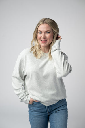 Corrine Ribbed Pullover Top - Light Grey by Michelle Mae