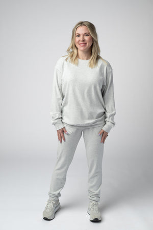 Corrine Ribbed Pullover Top - Light Grey by Michelle Mae