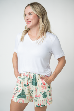 PREBOOK Jamie Lounge Shorts - Pink Pine Noel