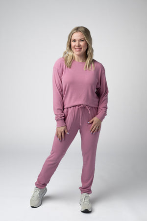 Corrine Ribbed Pullover Top - Rose by Michelle Mae