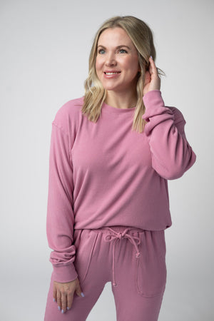 Corrine Ribbed Pullover Top - Rose by Michelle Mae
