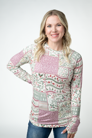 PREBOOK Blair Long Sleeve Top - Holiday Patchwork