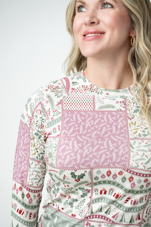 PREBOOK Blair Long Sleeve Top - Holiday Patchwork