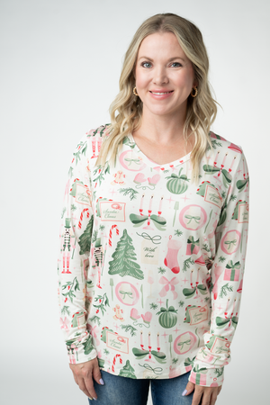 PREBOOK Larissa Long Sleeve - Pink Pine Noel
